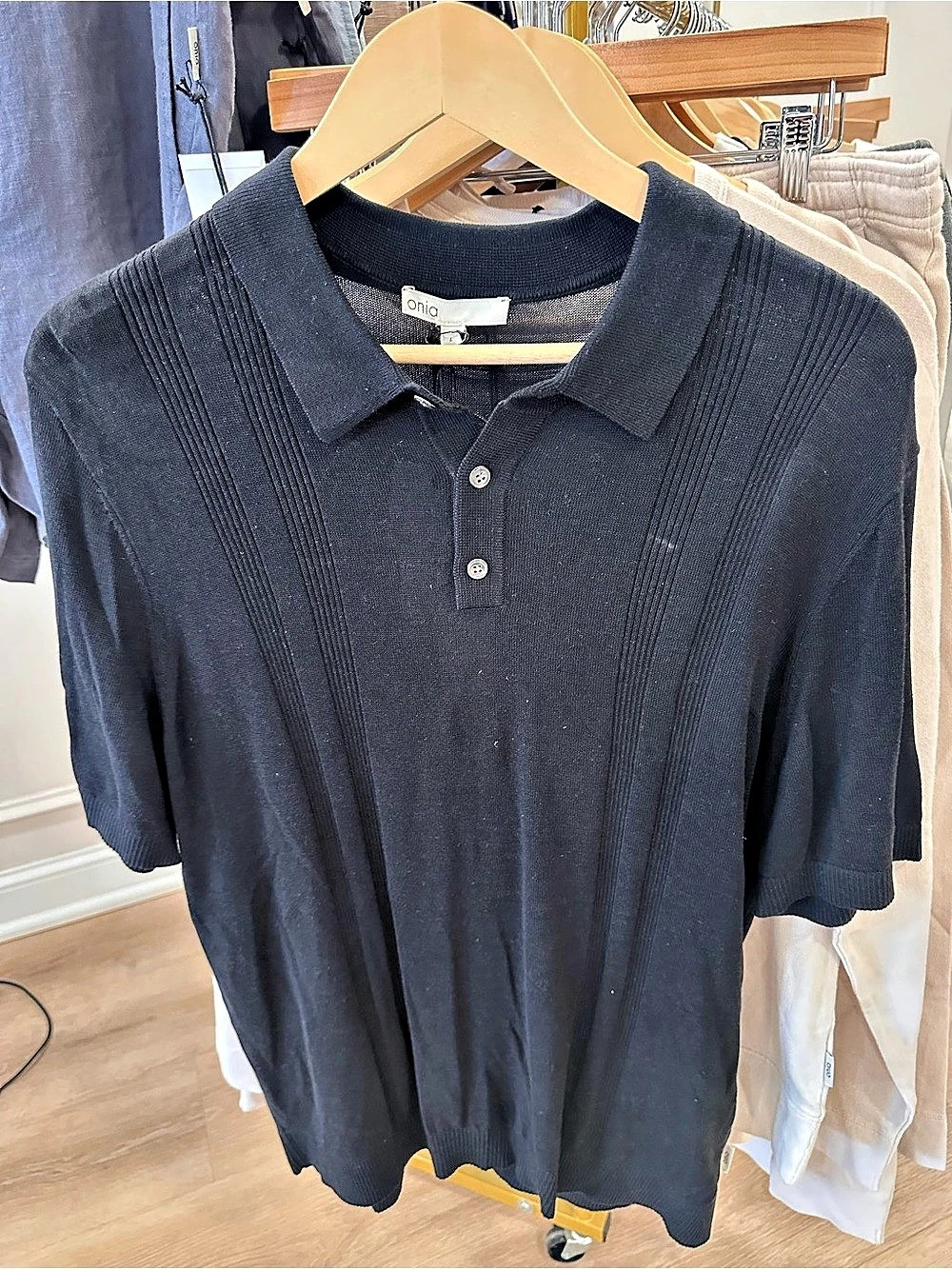 NWT Onia Silk Ribbed Knit Polo Shirt